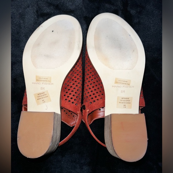 Marc Fisher Women's Brown and Red Sandals Size 8M Pre-owned. - Picture 4 of 10